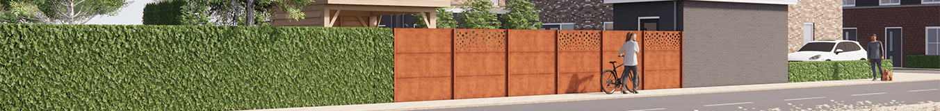 Vrtna ograja iz jekla corten (vodoravno) Vrtna ograja iz jekla corten (vodoravno)