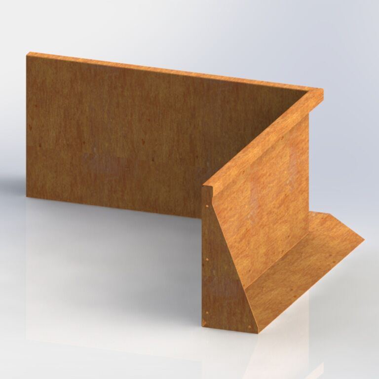 Škarpa iz jekla corten notranji kot 100 x 100 cm (višina 50 cm)