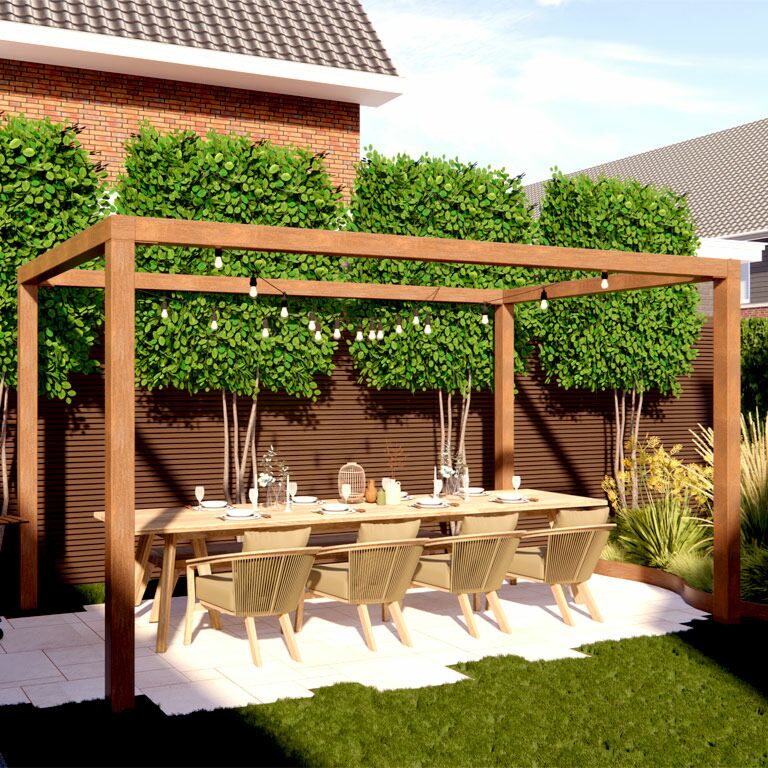 Pergola iz jekla corten nastavitev kvadrat 424 x 300 cm