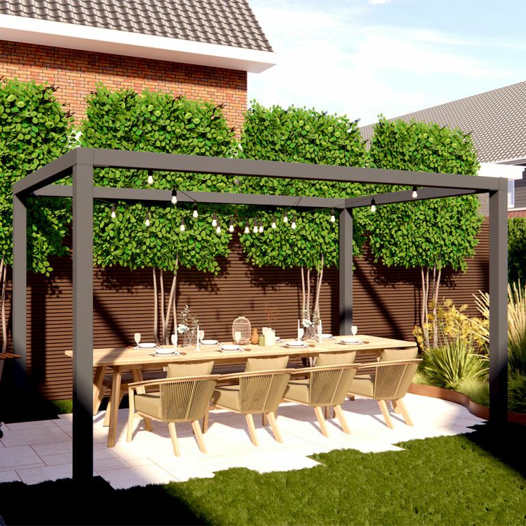 Pergola iz prašno barvanega jekla nastavitev kvadrat 424 x 250 cm