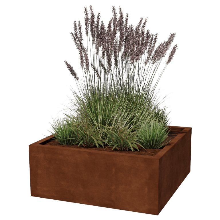 Varjeno korito za rože iz jekla corten Montana 100 x 100 x 40 cm