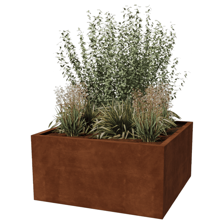 Varjeno korito za rože iz jekla corten Montana 120 x 120 x 60 cm