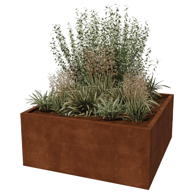 Varjeno korito za rože iz jekla corten Montana 140 x 140 x 60 cm