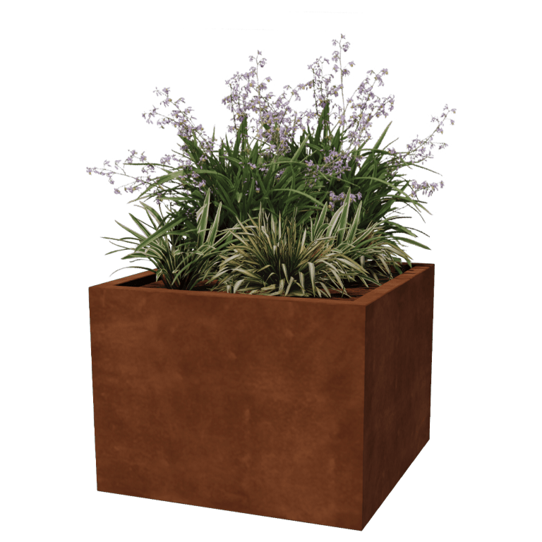 Varjeno korito za rože iz jekla corten Montana 80 x 80 x 60 cm