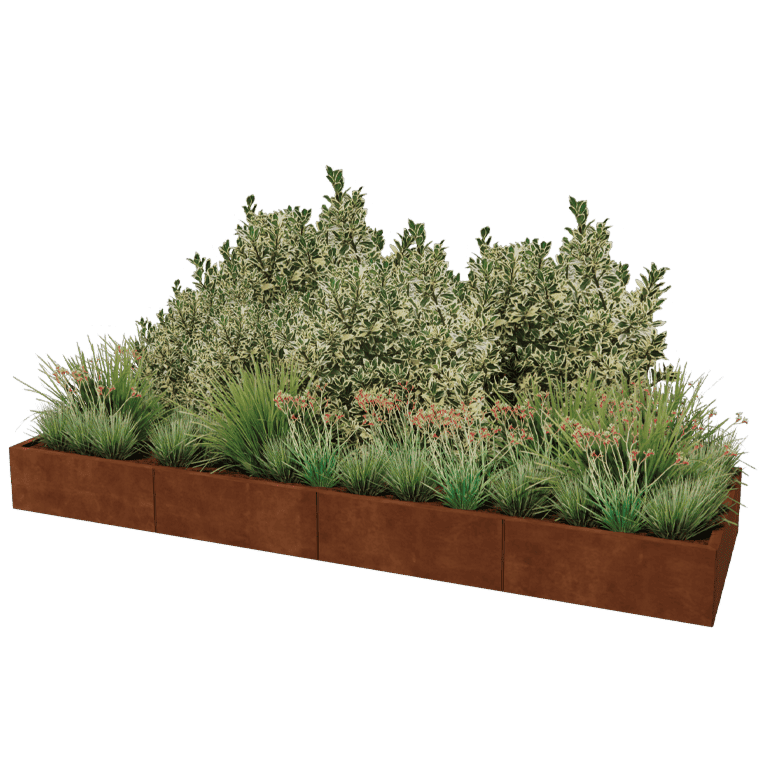 Korito za rože iz jekla corten Texas xxl 320 x 100 cm