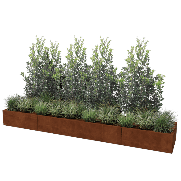 Korito za rože iz jekla corten Texas xxl 320 x 60 cm