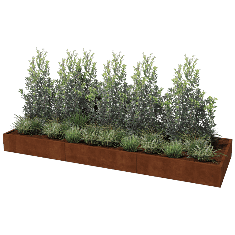 Korito za rože iz jekla corten Texas xxl 360 x 120 cm