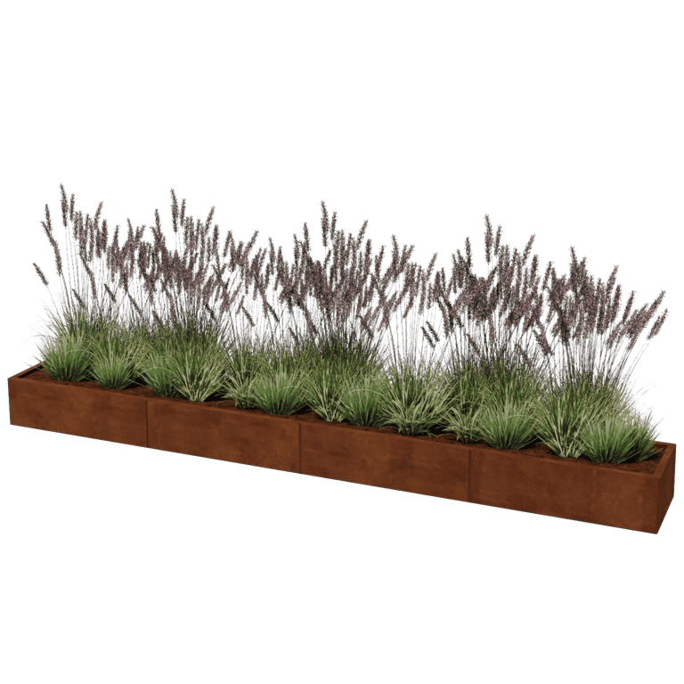 Korito za rože iz jekla corten Texas xxl 400 x 50 cm