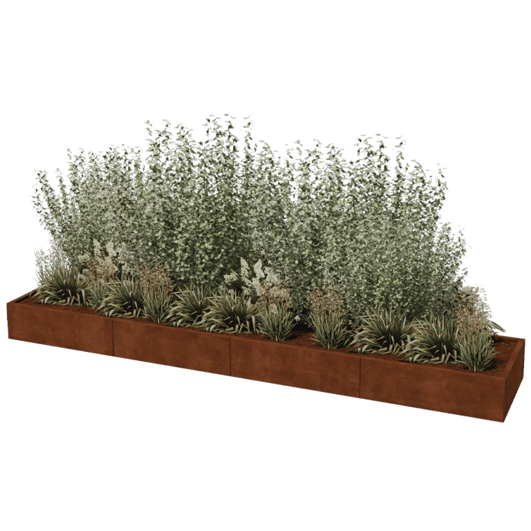 Korito za rože iz jekla corten Texas xxl 400 x 80 cm