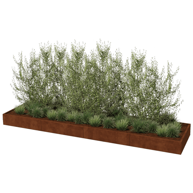 Korito za rože iz jekla corten Texas xxl 480 x 120 cm