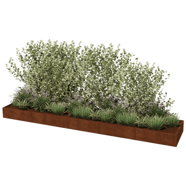Korito za rože iz jekla corten Texas xxl 500 x 100 cm