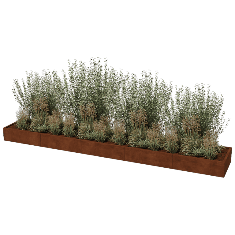 Korito za rože iz jekla corten Texas xxl 500 x 80 cm