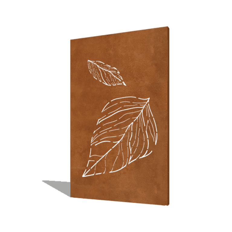 Vrtna plošča iz jekla corten veliki padajoči listi 120 x 6 x 190 cm