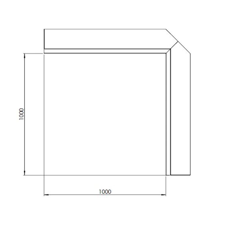 Škarpa iz prašno barvanega jekla notranji kot 100 x 100 cm (višina 50 cm)