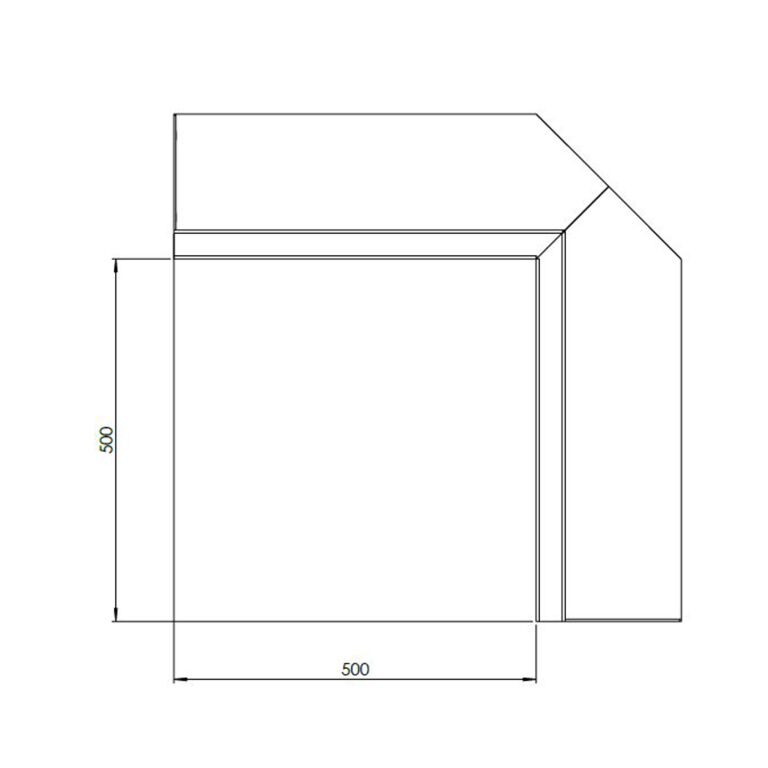 Škarpa iz prašno barvanega jekla notranji kot 50 x 50 cm (višina 30 cm)