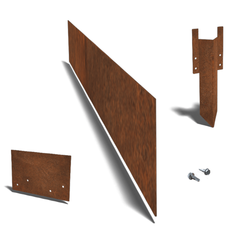 Obrobe za gredice iz jekla corten ravno 15 cm komplet na 15 metrov