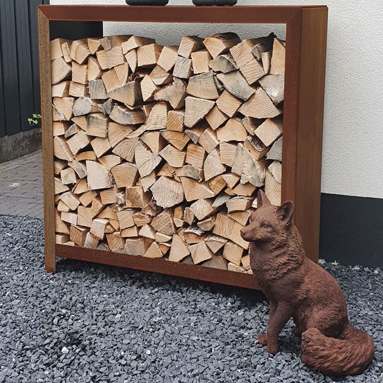 Stojalo za drva iz jekla corten Indiana 100 x 100 x 40 cm