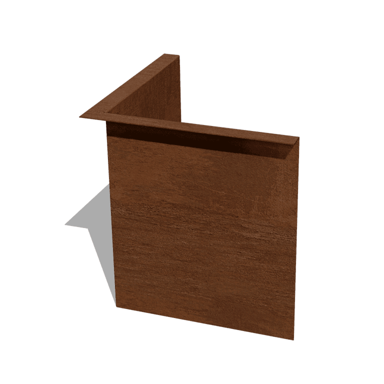 Obrobe za gredice iz jekla corten pod kotom 34 cm notranji kot