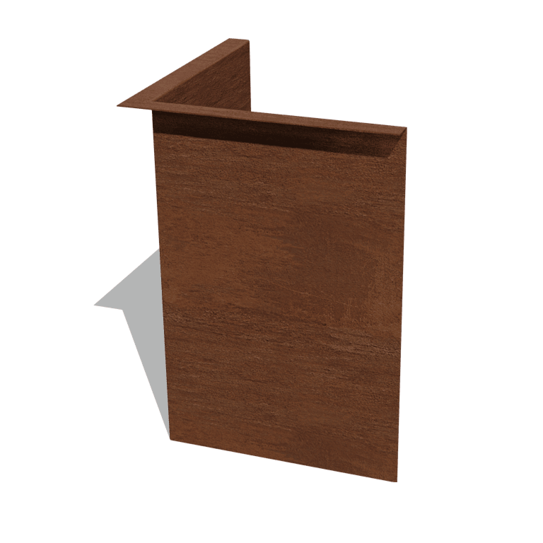 Obrobe za gredice iz jekla corten pod kotom 45 cm notranji kot