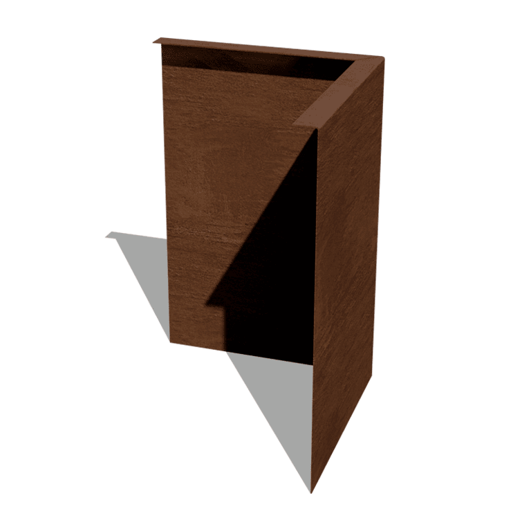 Obrobe za gredice iz jekla corten pod kotom 45 cm zunanji kot