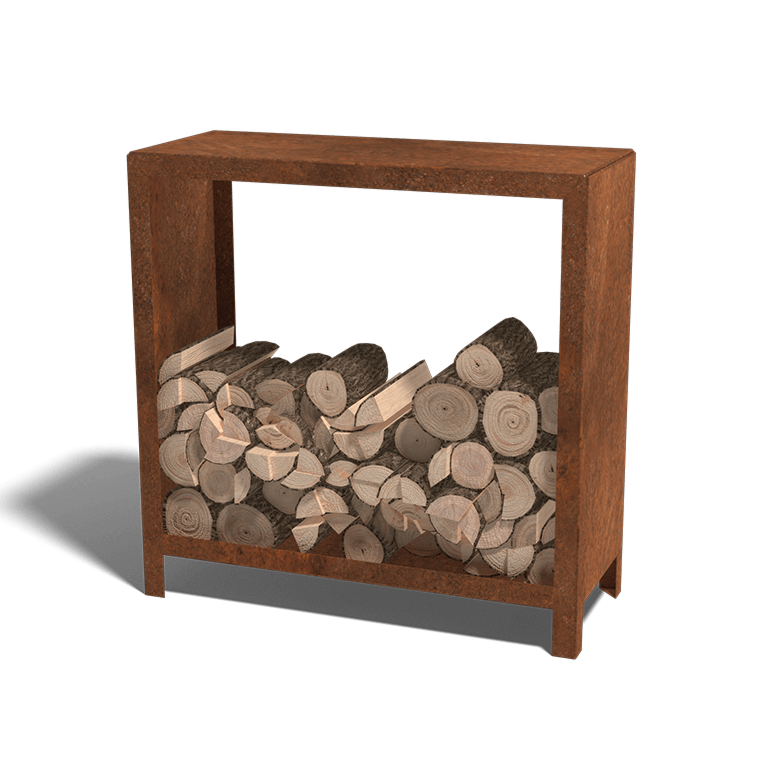 Stojalo za drva iz jekla corten Indiana 100 x 100 x 40 cm