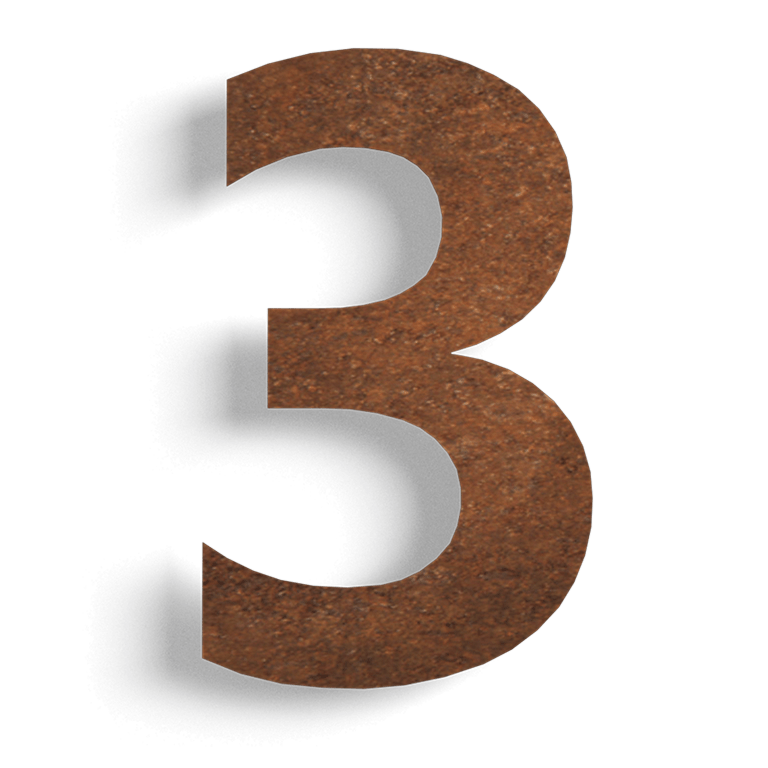 Hišna številka iz jekla corten 3 - 50 cm