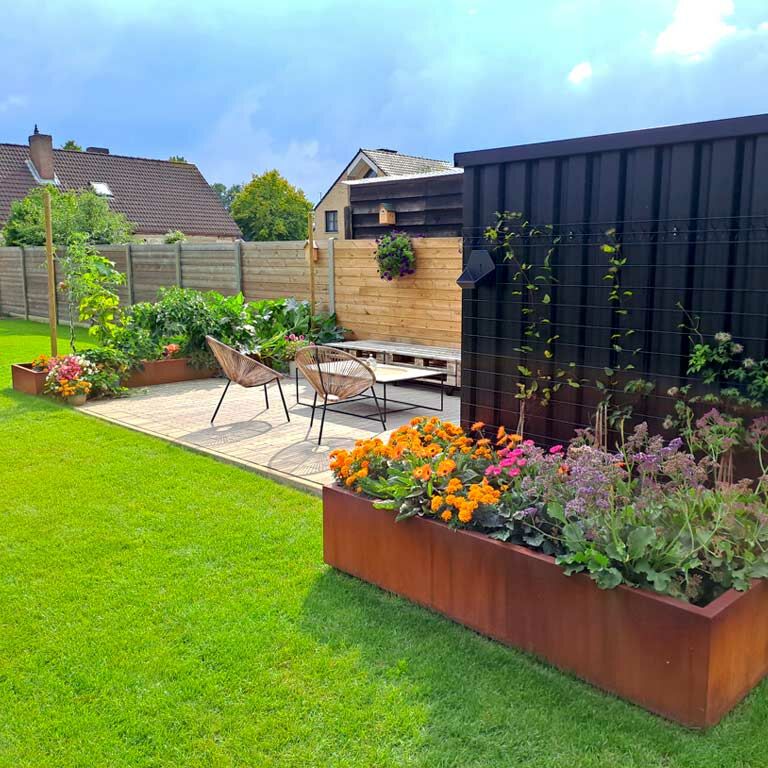 Korito za rože iz jekla corten Texas xxl 400 x 80 cm