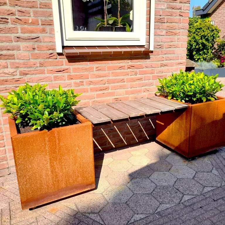 Korito za rože z klopjo iz jekla corten Vegas Miami