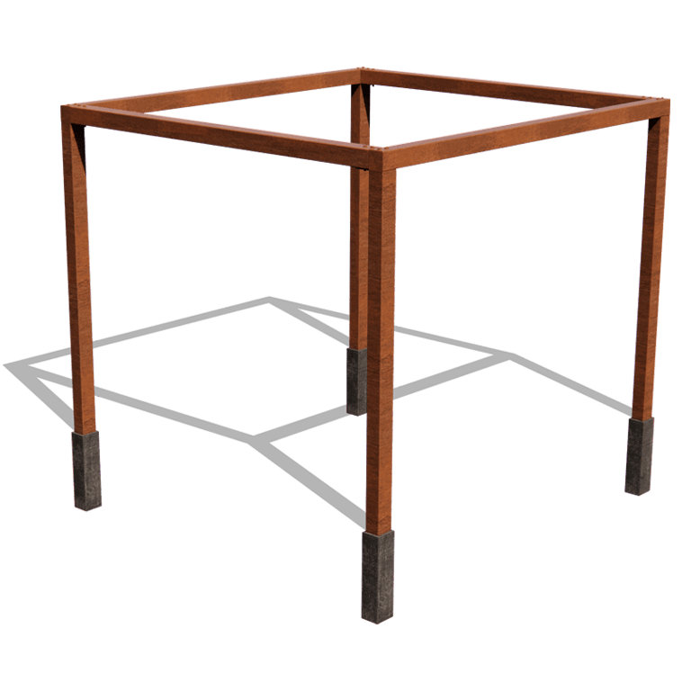 Pergola iz jekla corten nastavitev kvadrat 324 x 300 cm