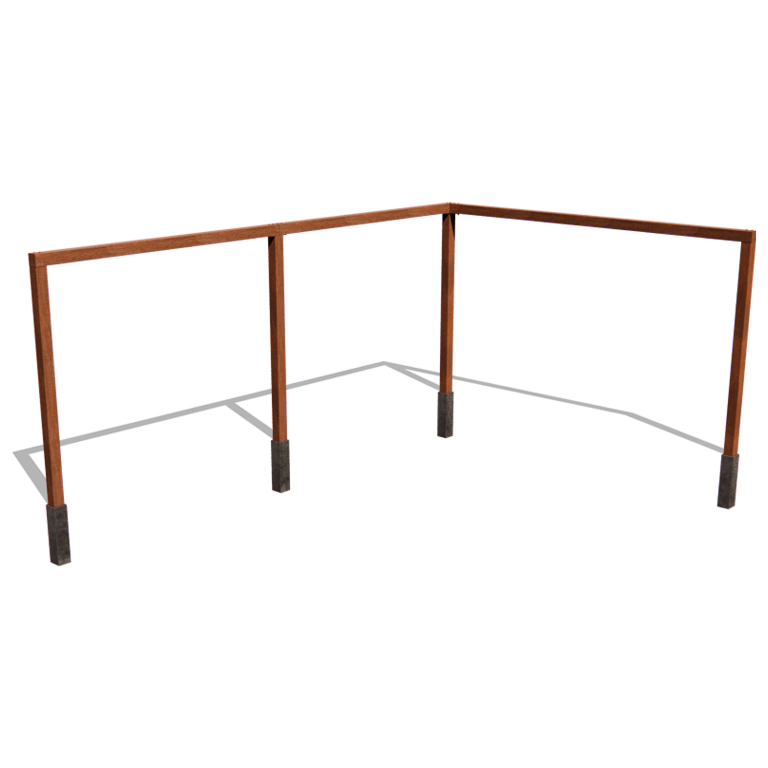 Pergola iz jekla corten kotna postavitev 600 x 412 cm