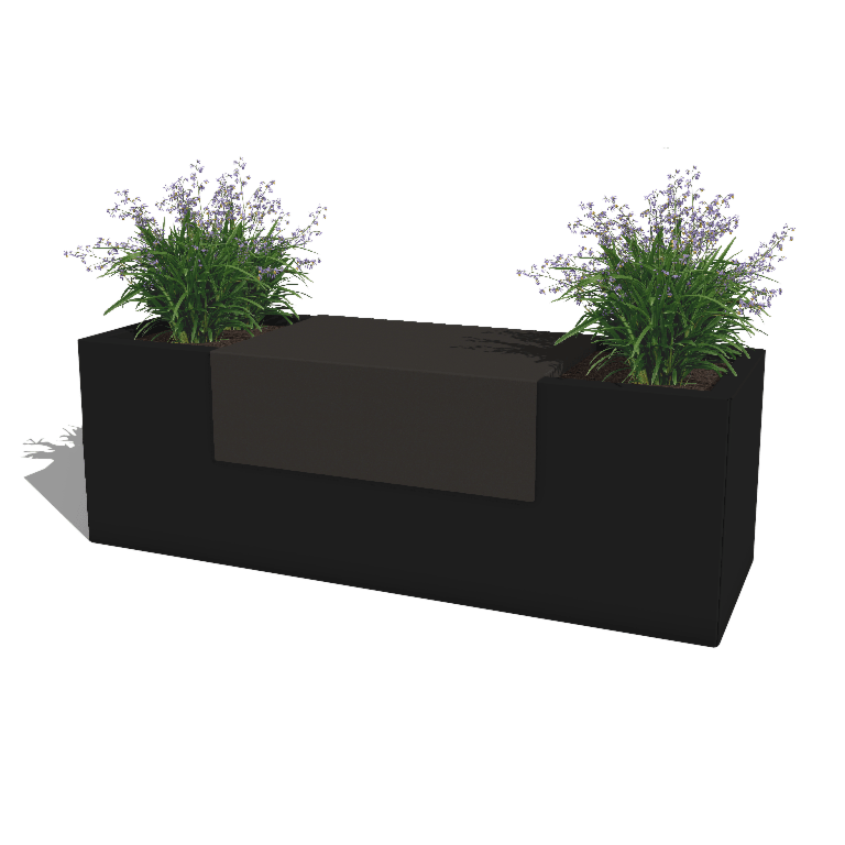 Platforma iz korito za rože iz prašno barvanega jekla 60 x 41 x 20 cm