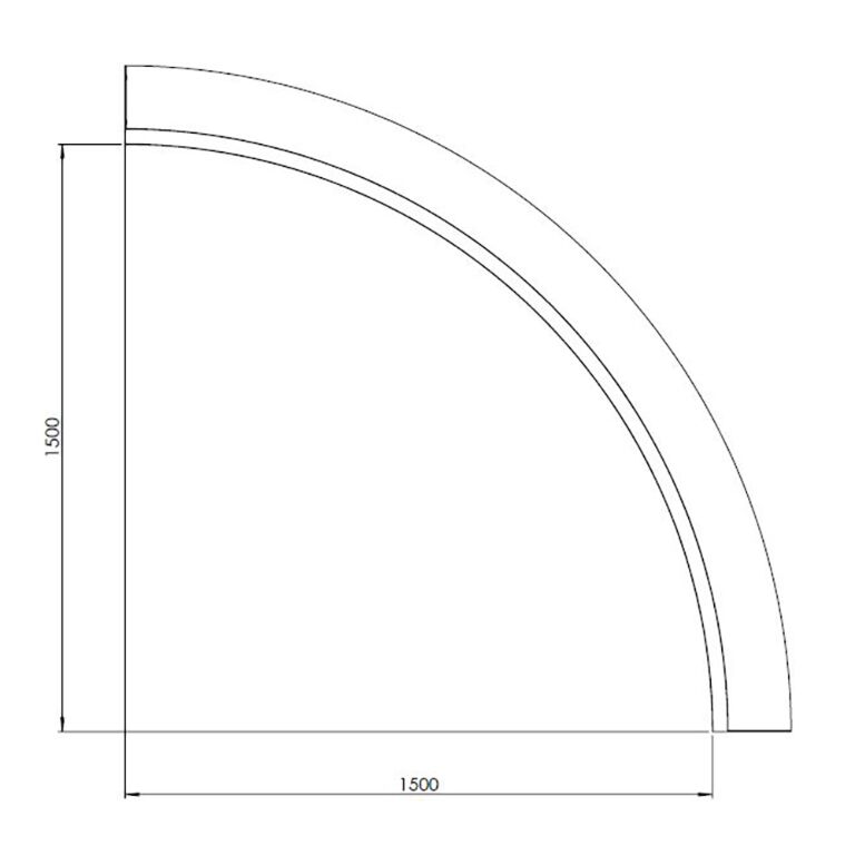 Škarpa iz prašno barvanega jekla notranja krivulja 150 x 150 cm (višina 50 cm)