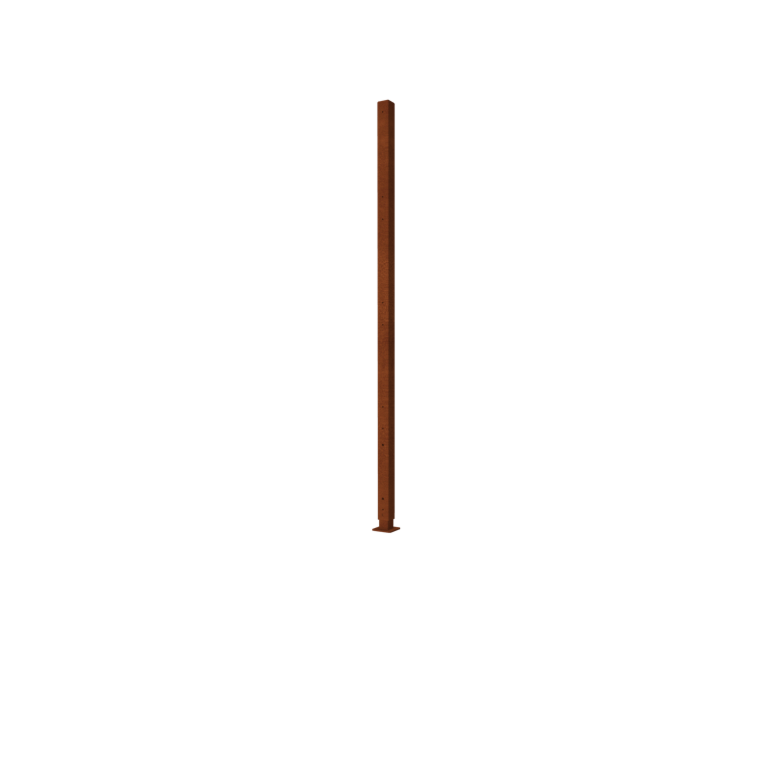 Vrtna ograja iz jekla corten H končni steber s talno ploščo 190 x 6 x 6 cm