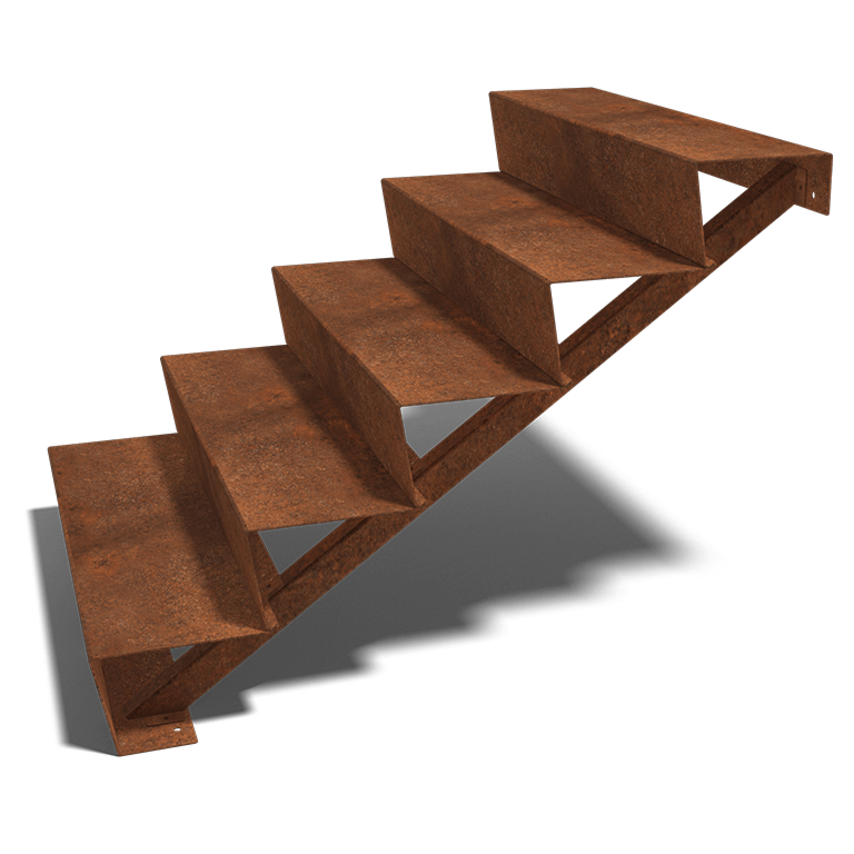 Vrtna stopnica iz jekla corten New York 5 stopnice (širina 120 cm)
