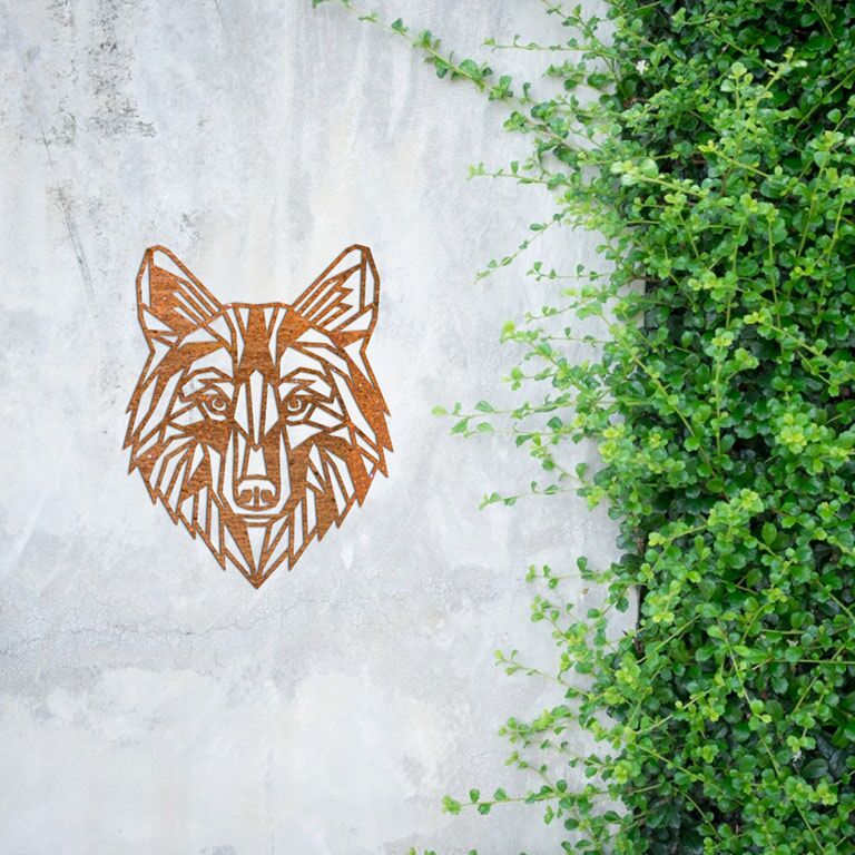 Stenska dekoracija iz jekla corten Volk 1.0