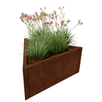 Korito za rože iz jekla corten Alaska enakostranični 80 cm