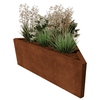 Korito za rože iz jekla corten Alaska enakokraki 112 cm