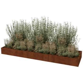 Korito za rože iz jekla corten Texas xxl 360 x 100 cm