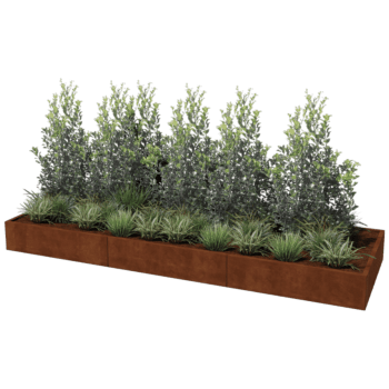 Korito za rože iz jekla corten Texas xxl 360 x 120 cm