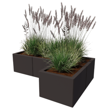 Jekleno korito za rože - L-oblikа - 120 x 80 x 30 cm - Druga RAL barva - Brez dnoplošče