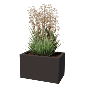 Jekleno korito za rože - Pravokotnik - 50 x 30 x 40 cm - Druga RAL barva - Z dnoploščo - Z nogami