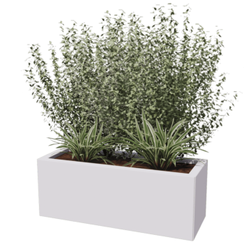 Jekleno korito za rože - Pravokotnik - 80 x 30 x 30 cm - Druga RAL barva - Z dnoploščo - Z nogami