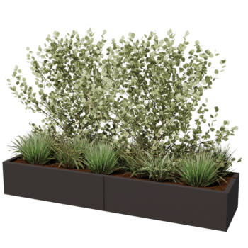 Jekleno korito za rože XXL - Pravokotnik - 200 x 50 x 60 cm - Druga RAL barva - Z dnoploščo