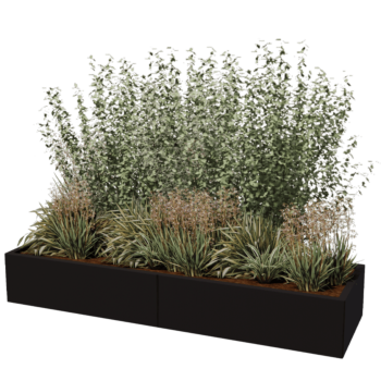 Jekleno korito za rože XXL - Pravokotnik - 200 x 60 x 40 cm - Druga RAL barva - Z dnoploščo