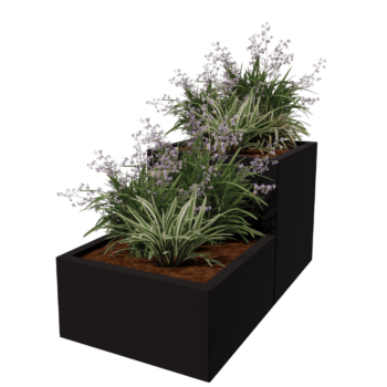 Jekleno korito za rože - 2-delni Stopničasta oblika - 120 x 60 x 60 cm - Druga RAL barva - Brez dnoplošče