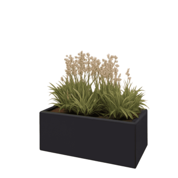 Jekleno korito za rože - Pravokotnik - 80 x 40 x 30 cm - RAL9005 mat (črna) - Brez dnoplošče