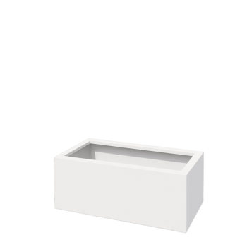 Jekleno korito za rože - Pravokotnik - 80 x 40 x 30 cm - RAL9010 mat (bela) - Z dnoploščo