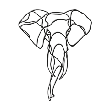 Jeklena stenska dekoracija - Slon 1.0 Large - 100 x 80,1 cm