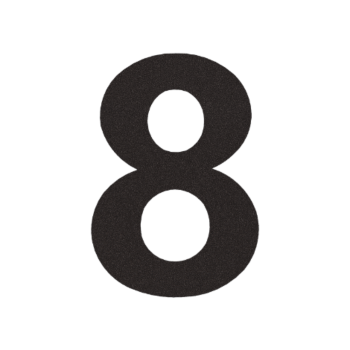 Hišna številka iz nerjavečega jekla 8 - 20,7 x 30 cm - RAL9005 Fina struktura (črna)