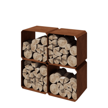 Corten jekleno Regal za drva - Colorado 4 kosi - 40 x 40 x 40 cm